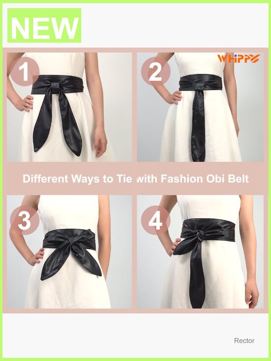 Wide Waist Knotted Obi Belt - Adjustable Faux Leather Wrap Belt for Dresses main image 6